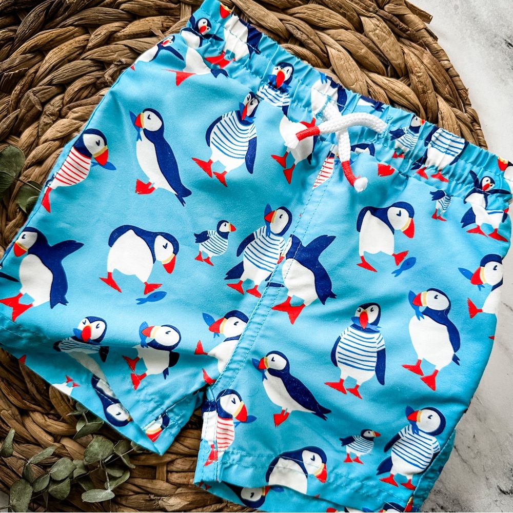 Boden Baby Boys Puffin Swim Trunks - Picture 3 of 5